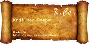 Krámer Csaba névjegykártya